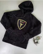 Woolen Printed Hoodie for Men, Black 