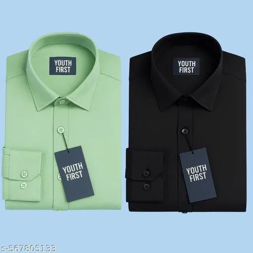 Polycotton Solid Shirts for Men, Multicolor (M)