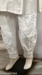 Cotton Solid Salwar for Women, White 