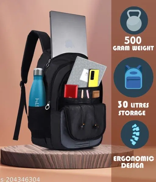 Nylon Backpack for Men & Women, Black