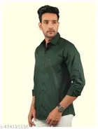 Cotton Blend Solid Shirt for Men, Green 