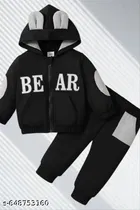 Cotton Blend Printed Clothing Set for Kids, Black 
