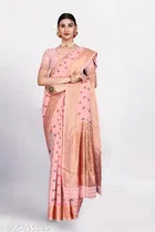 Linen Zari Woven Saree for Women 