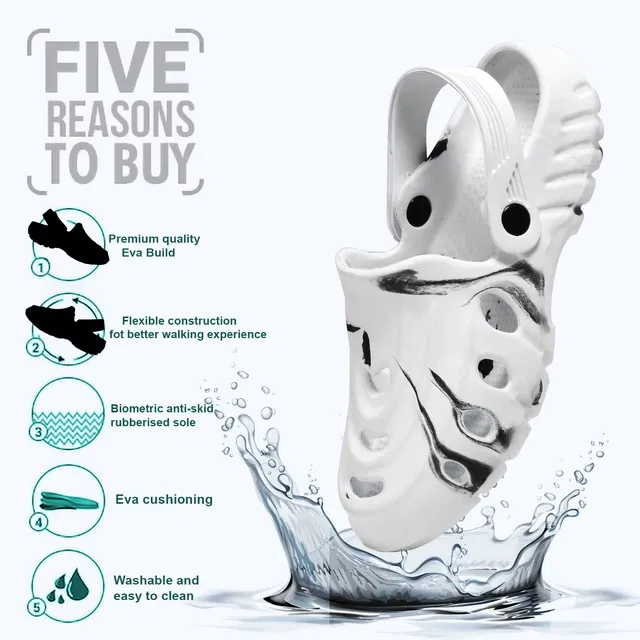 Clogs for Men (White & Black, 6)