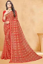 Kanooda Prints Fancy Women Georgette Printed Bandhani Saree 