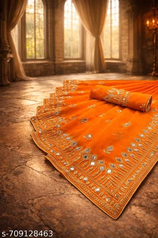 Elegant Sarees for Women (Orange, Free Size)