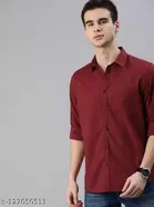 Cotton Blend Solid Full Sleeves Shirt for Men 