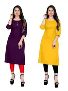 Crepe Solid Kurtis for Women 