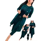 Top & Bottom Set with Jacket for Women (Green, XL)