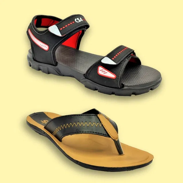 Slipper with Sandals for Men (Multicolor, 8) (Pack of 2)