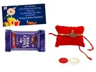 Metal Rakhi with Greeting card, Roli & Chocolate 