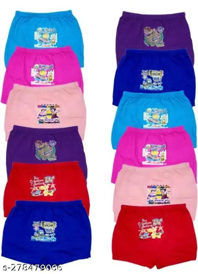 Cotton Innerwear Shorts for Kids (Multicolor, 3-4 Years) (Pack of 12)