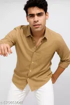 Poly Blend Shirts for Men, Light Tan 