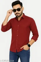 Polycotton Solid Shirts for Men, Maroon 