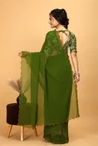 Silk Woven Design Saree for Women, Olive 