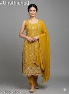 Embroidered Floral Georgette Punjabi/All Over Suits Semi-Stitched Suits 
