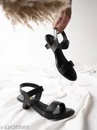 Shoetopia Brown Synthetic Kitten Heel Round Toe Sandals 