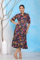 Georgette Printed Midi Dress for Women 