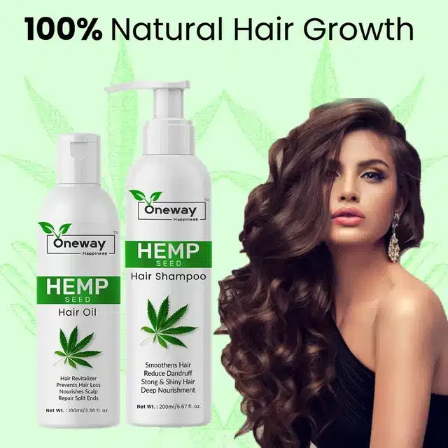 Oneway Happiness Hemp Seed Hair Oil (100 ml) with Shampoo (200 ml) (Pack of 2)