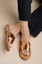 Shoetopia Brown Flat Sandals 