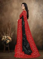 Art Silk Printed Saree for Women, Black 