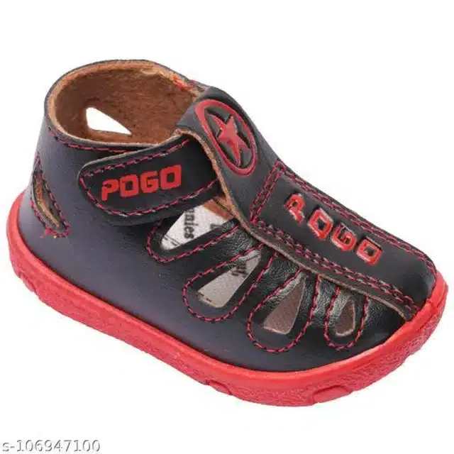 Velcro Sandals for Infants (Brown & Red, 9-12 Months)