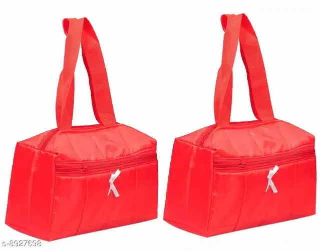 Printed Handbag (Red, Pack of 2)