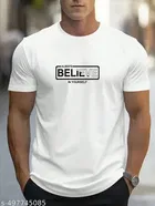 Round Neck Printed T-Shirt for Men (White, M)