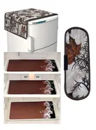 Knit Printed Fridge 3 Pcs Mat with Top & Handle Cover 