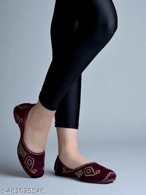 Shoetopia Maroon Printed Mesh Mules (IND-8)
