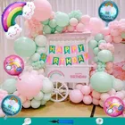 Rainbow Theme Happy Birthday Decoration Items For Girls , Multicolor, Pack of 109