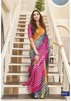 Striped Saree with Unstitched Blouse for Women 