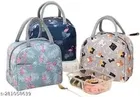 Polyester Printed Lunch Bags (Multicolor, Pack of 3)