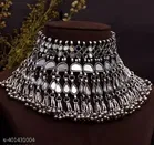 xidized silver mirror work bridal jewellery set