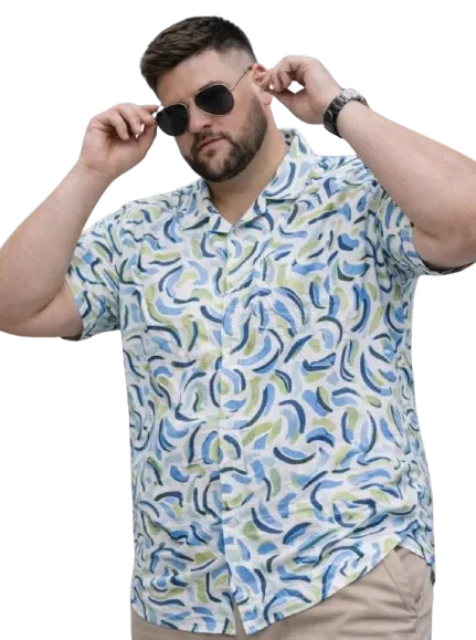 Cotton Blend Printed Shirt for Men, Green (5XL)