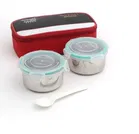 FRIENDS FOR LIFE Steel 2 Containers Lunch Box with Bag