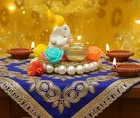 Metal Decoretive Pooja Thali, Multicolour Pack of 1