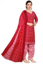 Cotton Blend Floral Kurti with Pant & Dupatta for Women 