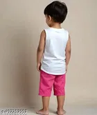Hosiery Cotton Printed Clothing Set for Kids, Pink & White 