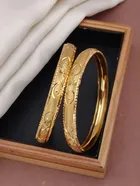 Alloy Gold Plated Bangles for Women (Gold, 2.8) (Pack of 2)