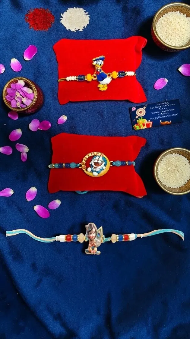 Metal Doremon Rakhi (Multicolor, Pack of 3)