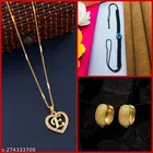 Combo of Pendant with Thread Bracelet & 1 Pair Earrings for Women 