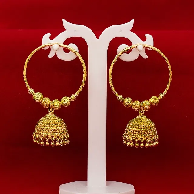 Gold Plated Jhumkas for Women (Gold, Set of 1)