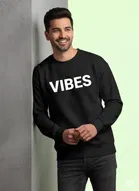 Fleece Printed Sweatshirt for Men, Black 