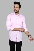 Cotton Blend Solid Shirt for Men, Peach 