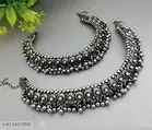 Samridhi Trending silver oxidized anklet 