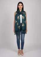 Women viscose TWILL WEAVE GOLD Scarf 