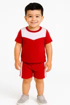 Solid Cotton Blend Top & Bottom Set for Boys 