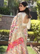 Kanjivaram Soft Cotton Silk Handloom Pashmina Saree for Women 