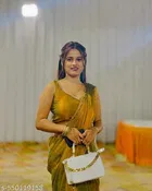 Bollywood Style Golden Chiffon Saree for Women 